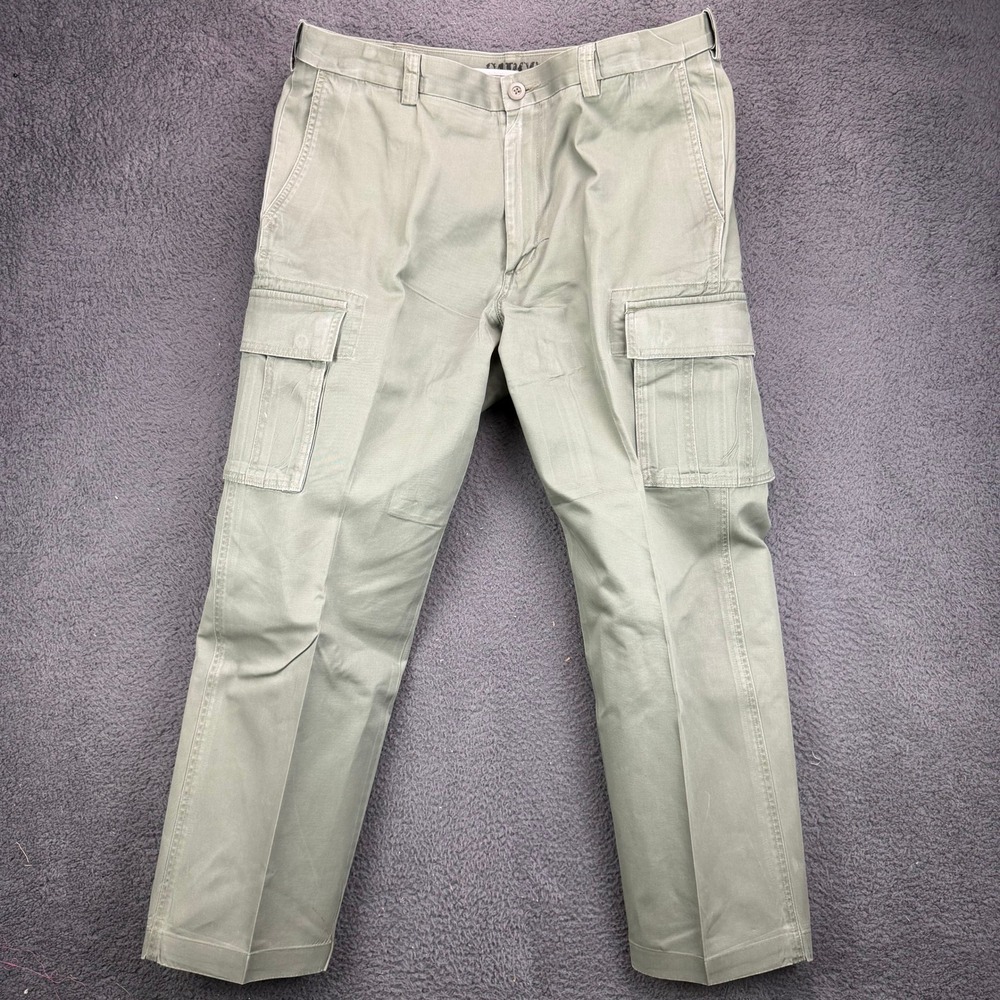Mens Cargo Sage Green Cotton Twill Utility Tactical Pants 38x30